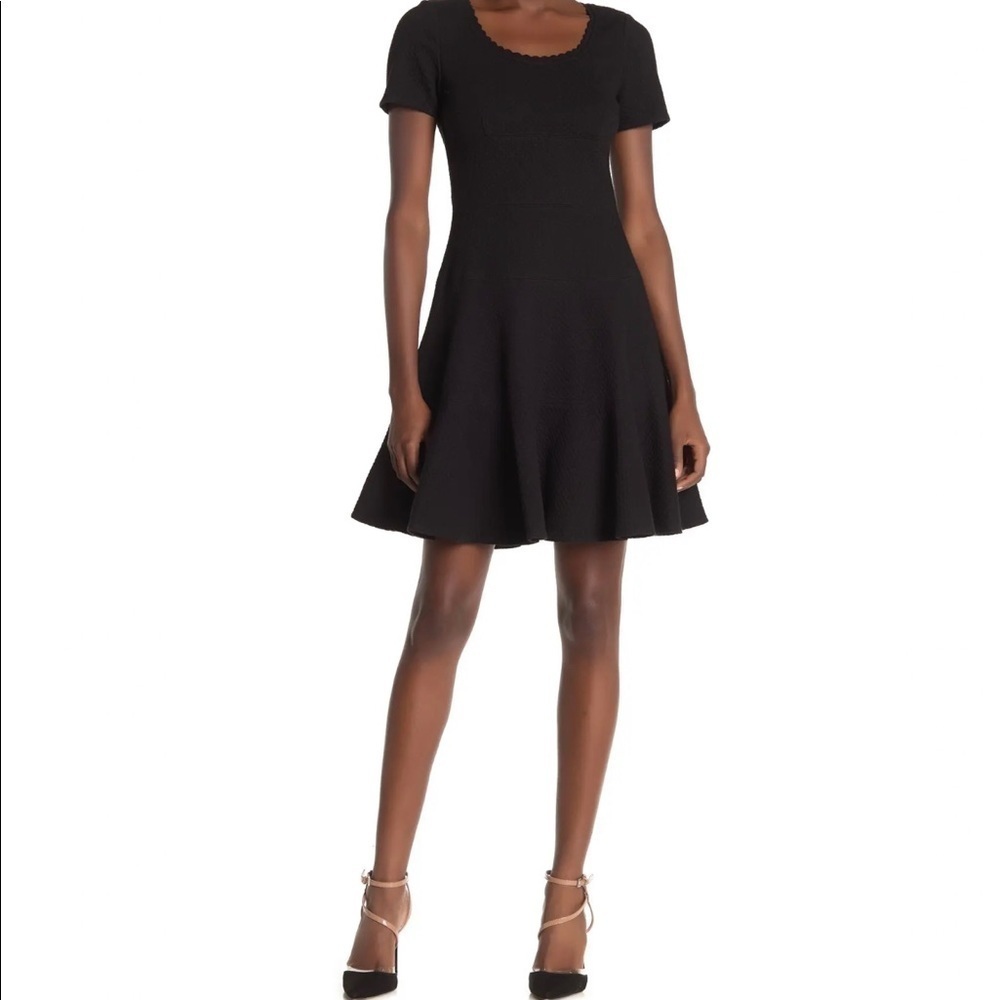 Rebecca Taylor Textured Fit And Flare Black Dress Sz 10